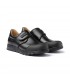 Boys Leather School Shoes Reinforced Toe Velcro 453 Black, by AngelitoS
