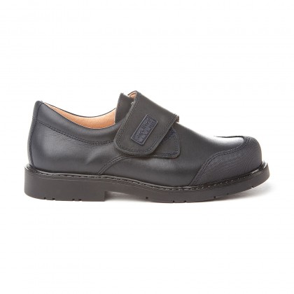 Boys Leather School Shoes Reinforced Toe Velcro 452 Navy, by AngelitoS