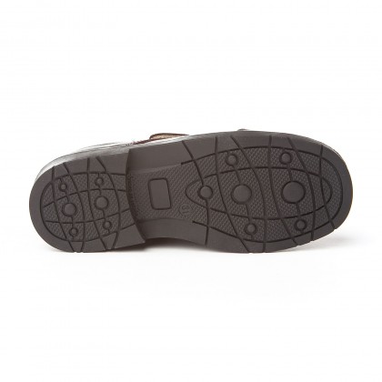 Zapatos Colegiales Niño Piel Puntera Reforzada Velcro 452 Chocolate, de Angelitos