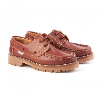 Boys Leather School Boat Shoes Thick Sole 805 Leather, by AngelitoS