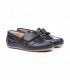 Boys Leather School Boat Shoes Velcro Rounded Toe 353 Navy, by AngelitoS